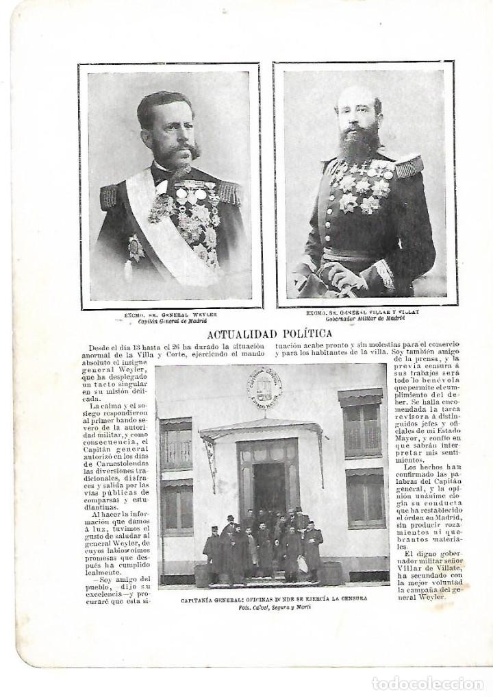 Colecionismo: A&Ntilde;O 1901 RECORTE PRENSA CAPITANIA GENERAL OFICINAS CENSURA CARNAVAL PRENSA GENERAL WEYLER