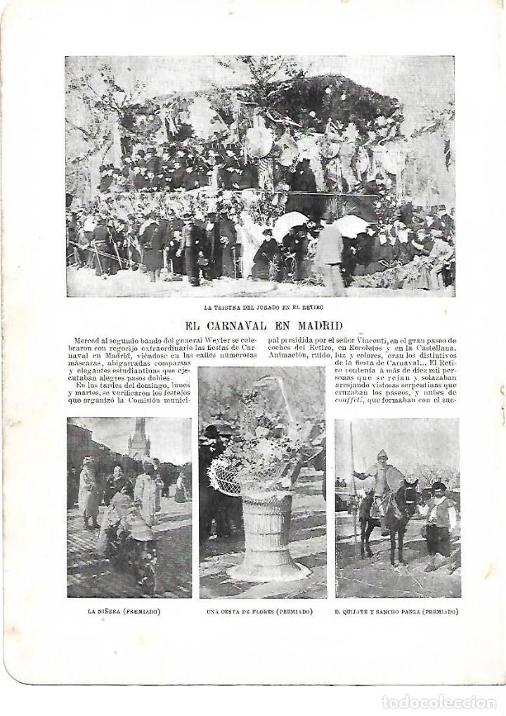 Colecionismo: A&Ntilde;O 1901 RECORTE PRENSA CARNAVAL EN MADRID DESFILE DISFRACES CARROZAS TUNA ESTUDIANTINA NUEVO MUNDO