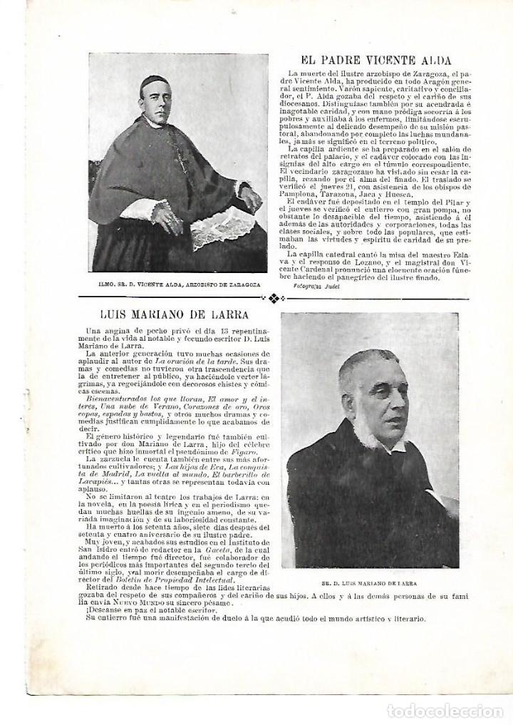Colecionismo: A&Ntilde;O 1901 RECORTE PRENSA MUERTE DEL PADRE VICENTE ALDA ARZOBISPO DE ZARAGOZA