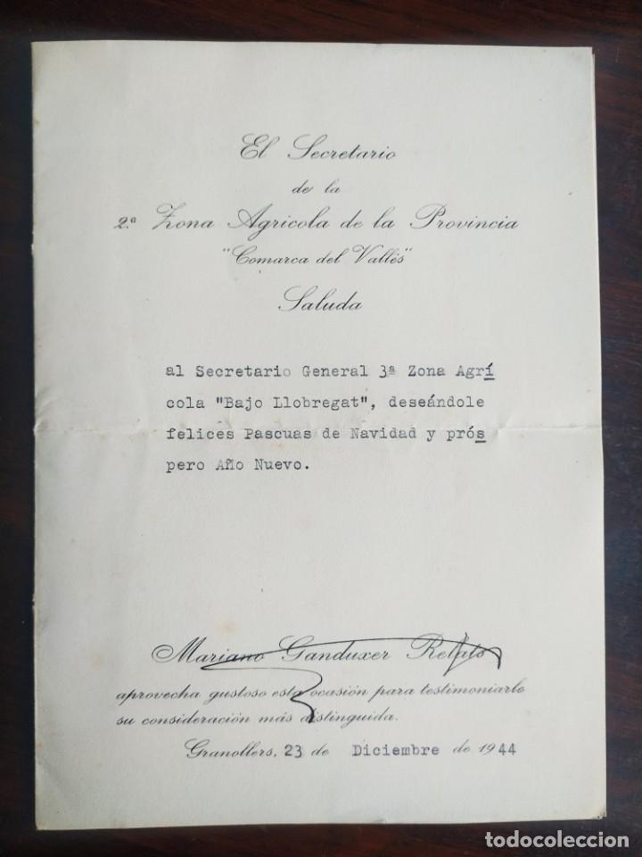 Collecting paper: COMUNICADO 1944 DEL JEFE DE LA 2&ordm; ZONA AGR&Iacute;COLA PROVINCIA &ldquo;comarca del Valles&rdquo; A LA 3&ordm; ZONA ST BOI