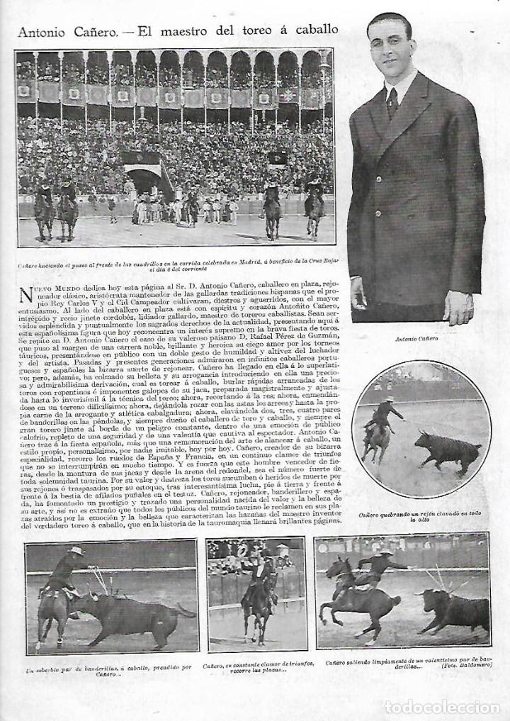 Colecionismo: A&Ntilde;O 1923 RECORTE PRENSA ANTONIO CA&Ntilde;ERO TOROS TOREO REJONEADOR CORDOBA CORRIDA CRUZ ROJA MADRID