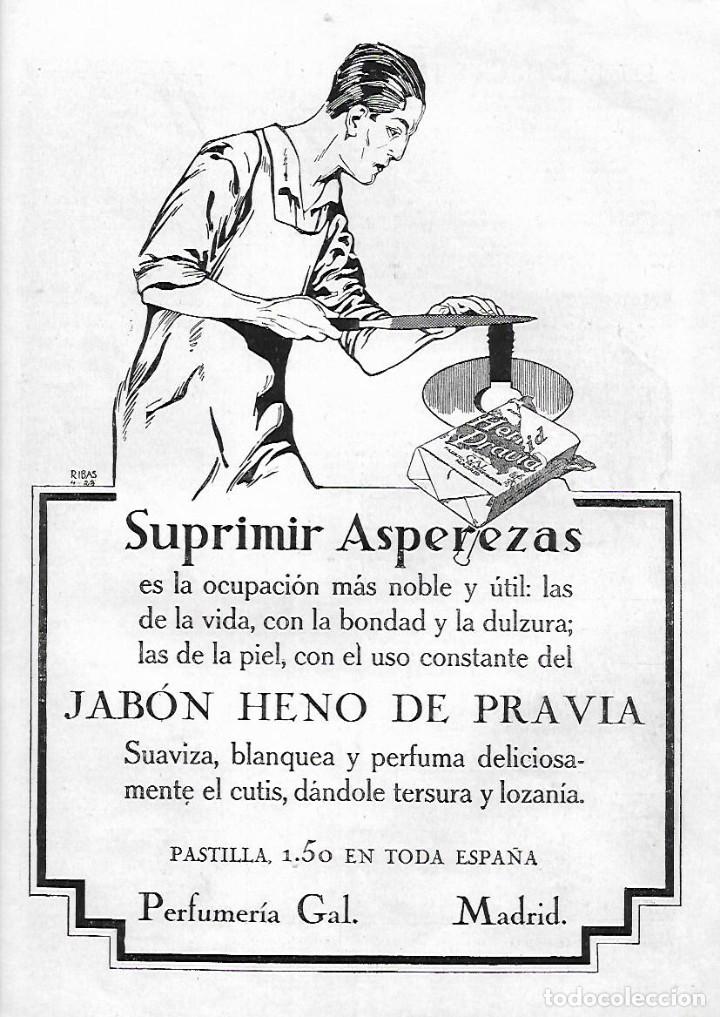 Colecionismo: A&Ntilde;O 1923 RECORTE PRENSA PUBLICIDAD PASTILLA DE JABON HENO DE PRAVIA PERFUMERIA GAL MADRID