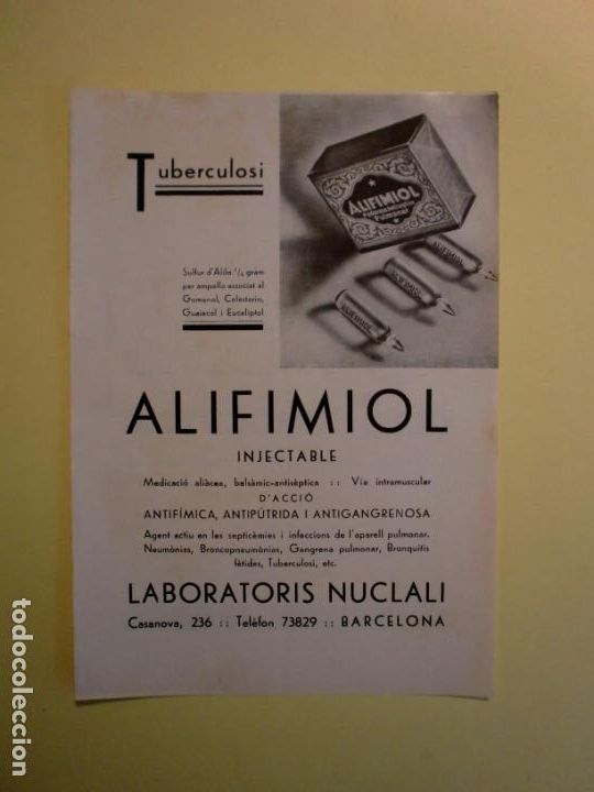 Collecting paper: TUBERCULOSI ALIFIMIOL LABORATORIS NUCLALI - OLEO - SANOCRYSIN LABORATORIO LEOBYL - 1.935