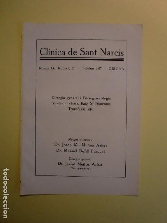 Collecting paper: CLINICA DE SANT NARC&Iacute;S GIRONA - COOPERATIVA DE CONSUM SINDICAT DE METGES - 1.935