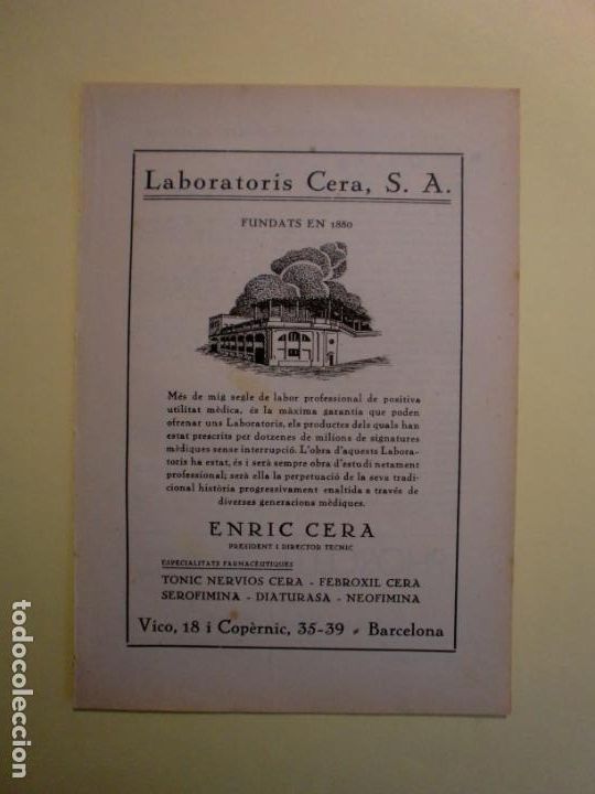 Collecting paper: LABORATORIS CERA S.A. BARCELONA - PHOSCELUL PRODUCTES IDIQSA - 1.935