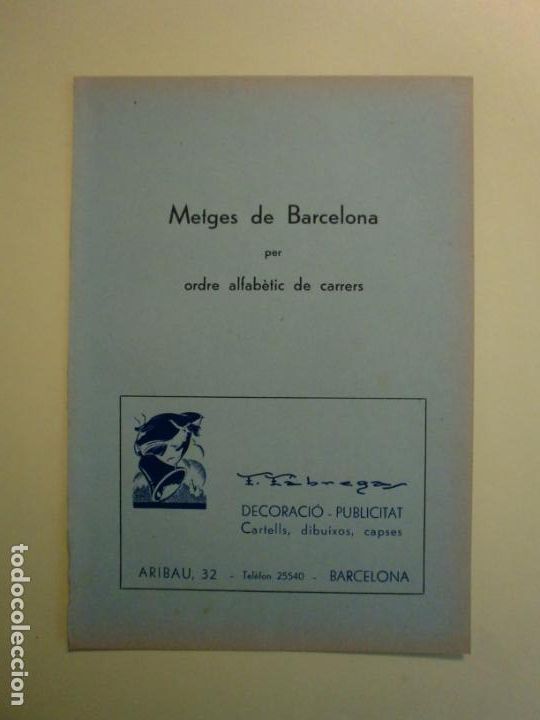 Colecionismo: DECORACIO PUBLICITAT CARTELLS DIBUIXOS CAPSES F. FABREGAS ARIBAU 32 BARCELONA - 1.935