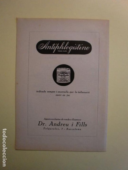 Colecionismo: ANTIPHLOGISTINE AGENTS DR. ANDREU I FILLS - 1.935