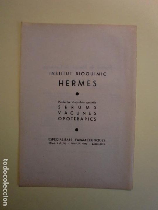 Colecionismo: INSTITUT BIOQUIMIC HERMES SERUM VACUNES ODOTERAPICS BARCELONA - CONSEL DIRECTIU - 1.935