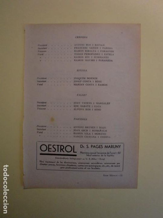 Colecionismo: OESTROL DR. PAGES MARUNY - LABORATORI LETI VACUNES - 1.935