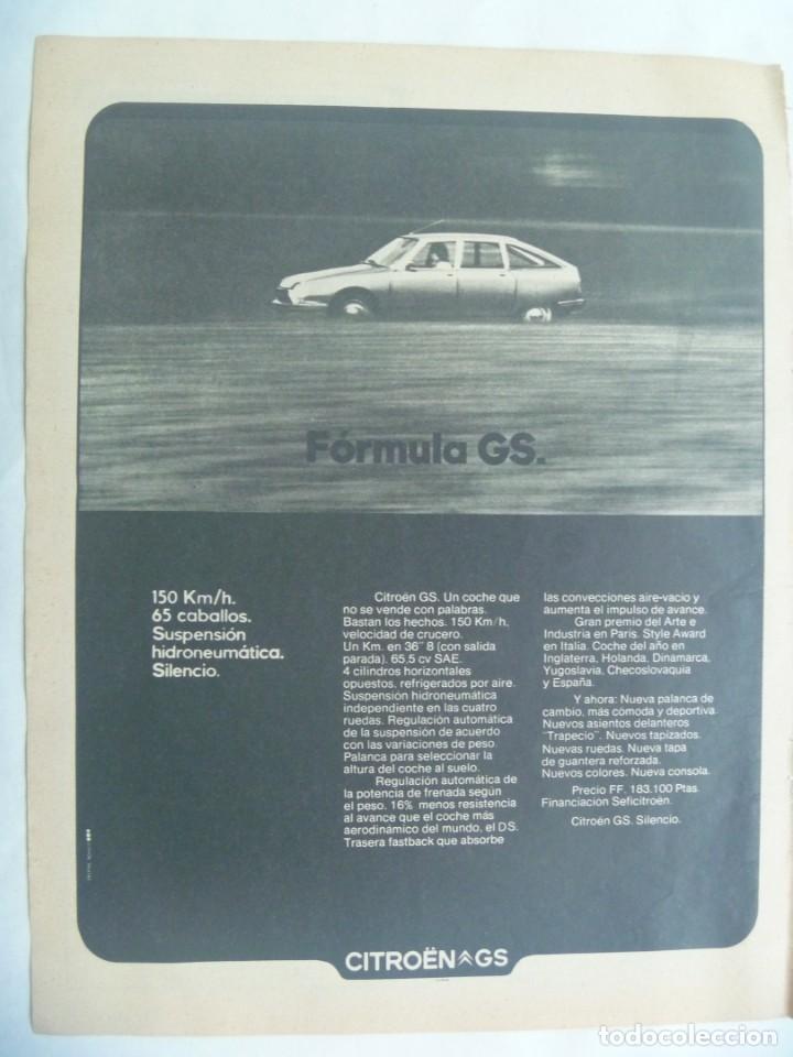 Coleccionismo: HOJA DE REVISTA CON ANUNCIO PUBLICITARIO DE COCHE CITROEN G S . A&Ntilde;OS 70