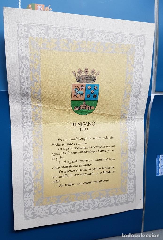 Coleccionismo: L&aacute;mina escudo de Benisan&oacute; 1999 - Foto 1