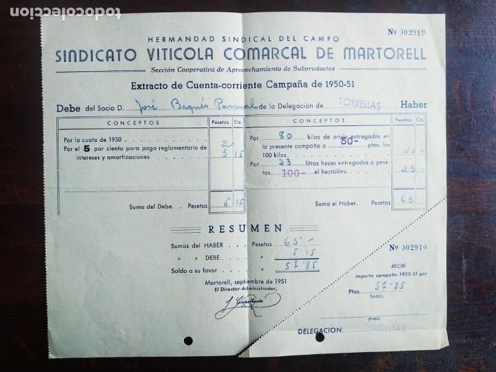 Coleccionismo: Hermandad sindical campo Sindicato Viticola Comarcal Martorell 1948 delegacio Torrellas de Llobregat