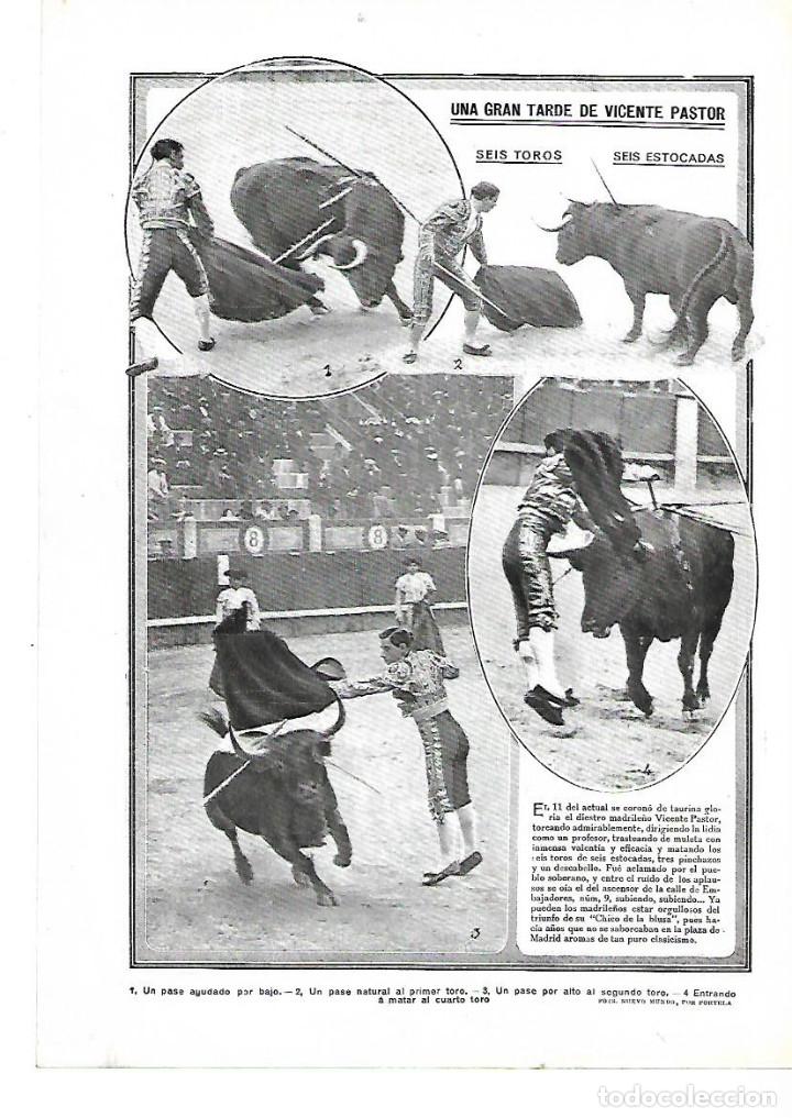 Sammelleidenschaft Papier: A&Ntilde;O 1912 RECORTE PRENSA TOROS TORERO VICENTE PASTOR CHICO DE LA BLUSA GRAN TARDE MADRID