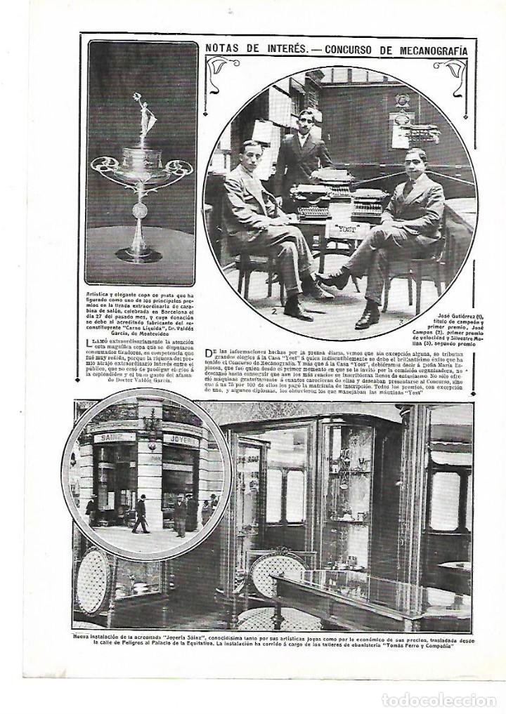 Coleccionismo: A&Ntilde;O 1912 RECORTE PRENSA NUEVA INSTALACION JOYERIA SAINZ TIENDA EBANISTERIA TOMAS FERRO Y COMPA&Ntilde;IA
