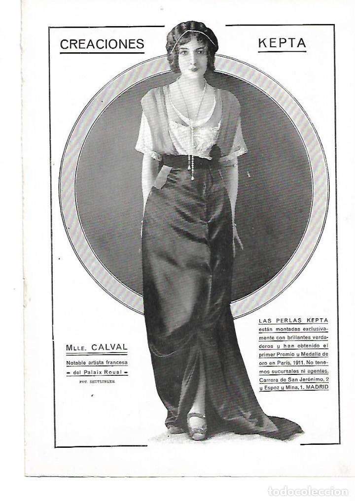 Sammelleidenschaft Papier: A&Ntilde;O 1912 RECORTE PRENSA PUBLICIDAD CREACIONES KEPTA PERLAS MLLE CALVAL ARTISTA FRANCESA PALAIS ROYAL
