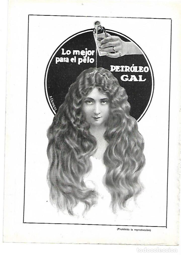 Sammelleidenschaft Papier: A&Ntilde;O 1912 RECORTE PRENSA PUBLICIDAD PETROLEO GAL PARA EL PELO CABELLO