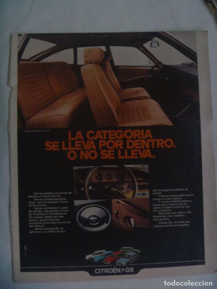 Coleccionismo: HOJA DE REVISTA CON ANUNCIO PUBLICITARIO DE COCHE CITROEN G S . A&Ntilde;OS 70