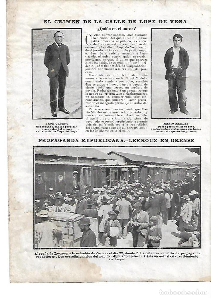 Colecionismo: A&Ntilde;O 1904 RECORTE PRENSA LLEGADA DE LERROUX A LA ESTACION TREN DE ORENSE MITIN PROPAGANDA REPUBLICANA