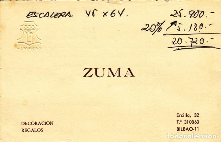 Coleccionismo: TARJETA COMERCIO: ZUMA / BILBAO