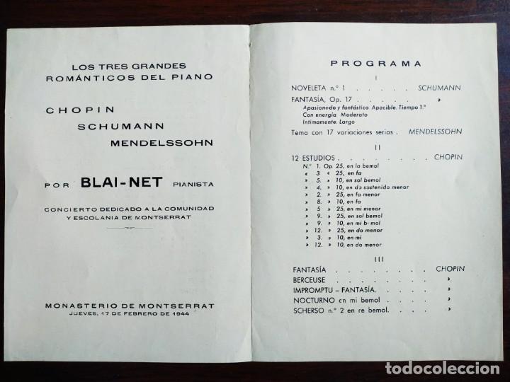 Coleccionismo: Concierto del Pianista Blay-Net dedicado a l&acute;escolan&iacute;a en Montserrat 1944 en Sant Boi de Llobregat