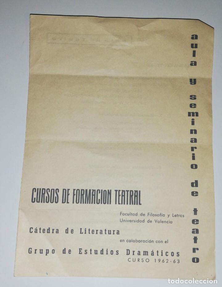 Sammelleidenschaft Papier: Antiguo Folleto Universidad de Valencia: Cursos de formaci&oacute;n teatral 1962