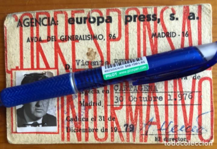Coleccionismo: CARNET DE PRENSA- EUROPA PRESS SA- CARTAGENA- A&Ntilde;O 1976