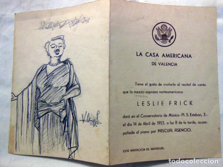 Sammelleidenschaft Papier: RECITAL CANTO LESLIE FRICK. Conservatorio Valencia. PASCUAL ASENCIO, piano. 1953. CASA AMERICANA
