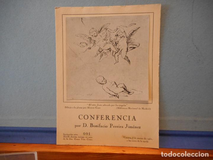 Coleccionismo: EL NI&Ntilde;O JES&Uacute;S ADORADO POR LOS &Aacute;NGELES. CONFERENCIA POR D. BONIFACIO PEREIRA JIM&Eacute;NEZ. 7 DEMARZO 1952.