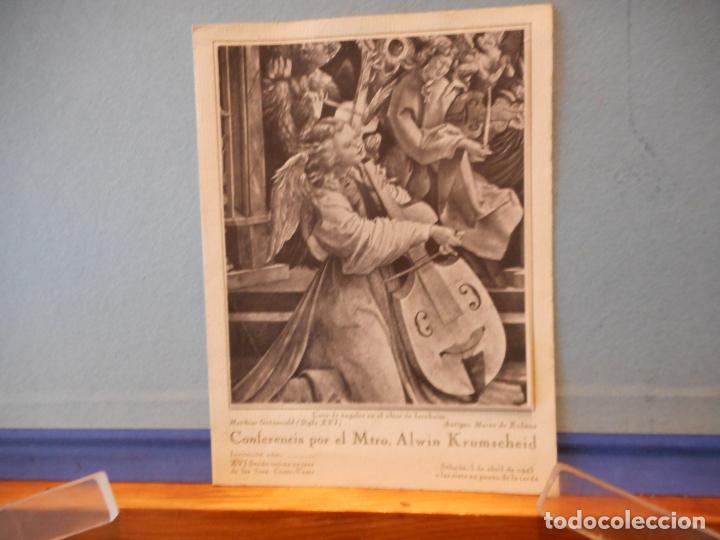 Coleccionismo: CORO DE ANGELES EN EL ALTAR DE ISENHEIM. CONFERENCIA POR EL MTRO. ALWIN KRUMSCHEID. 3 DE ABRIL 1943.
