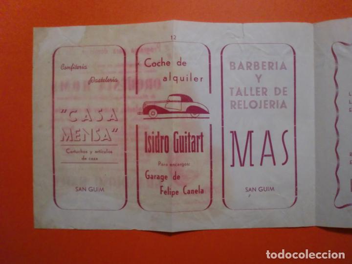 Coleccionismo: DESPLEGABLE ACTOS Y ANUNCIOS PUBLICITARIOS SANT GUIM COCHE DE ALQUILER GUITART CASA MENSA ETC...