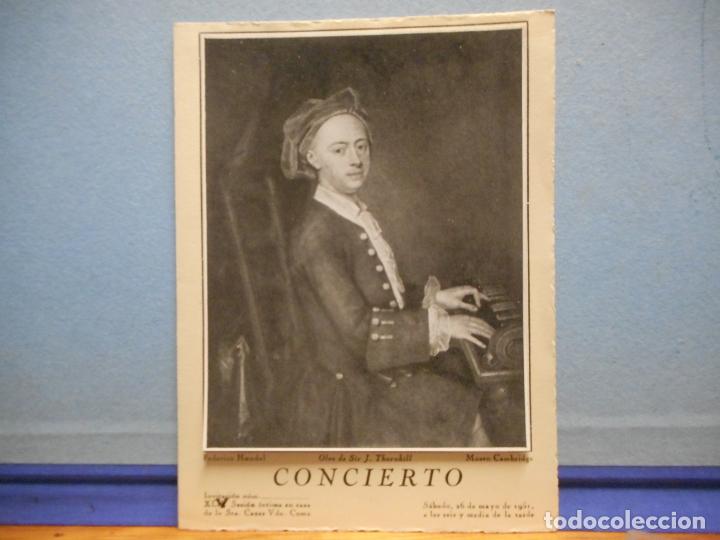 Coleccionismo: FEDERICO HAENDEL. CONCIERTO. 26 DE MAYO DE 1951.