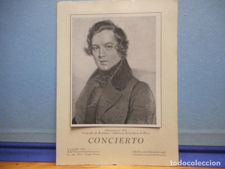 Coleccionismo: SCHUMANN EN 1839. CONCIERTO. 24 DE FEBRERO DE 1945.