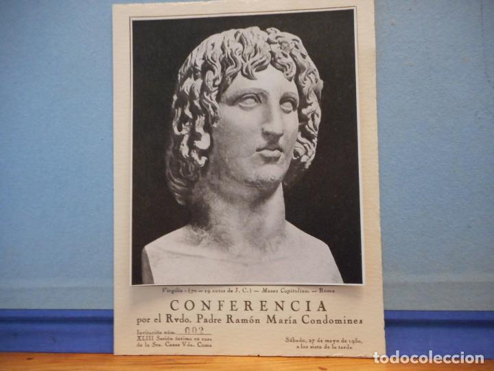 Coleccionismo: VIRGILIO. CONFERENCIA POR EL RVDO. PADRE RAM&Oacute;N MAR&Iacute;A CONDOMINES. 27 DE MAYO DE 1950.