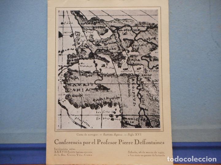 Coleccionismo: CARTA DE NAVEGAR. CONFERENCIA POR EL PROFESOR PIERRE DEFFONTAINES. 26 DE MARZO DE 1949.