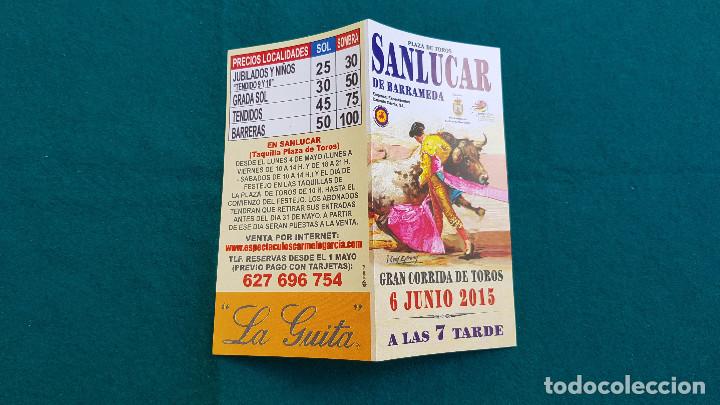 Coleccionismo: PROGRAMA DE MANO PLAZA TOROS SANLUCAR DE BARRAMEDA (2015) ENRIQUE PONCE, MORANTE DE LA PUEBLA...