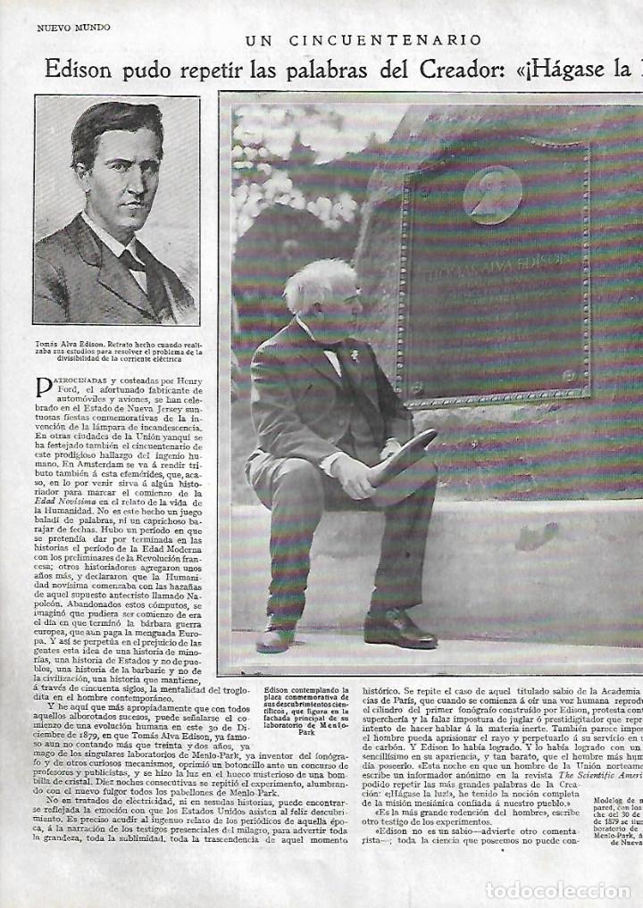 Sammelleidenschaft Papier: A&Ntilde;O 1929 RECORTE PRENSA THOMAS ALAVA EDISON INVENTOR DESCUBRIMIENTOS CIENTIFICOS MENLO PARK