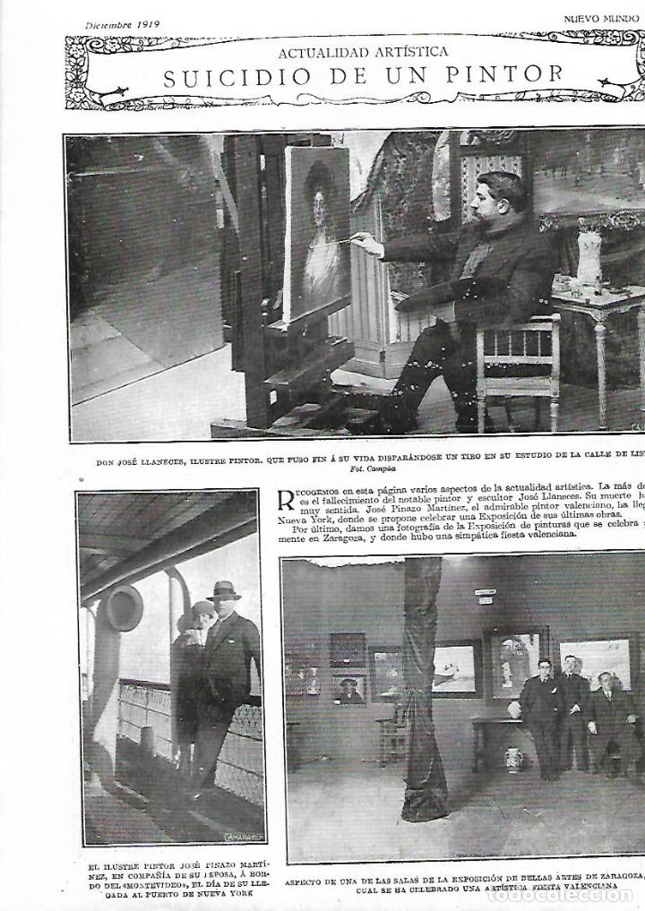 Coleccionismo: A&Ntilde;O 1919 RECORTE PRENSA PINTURA SUICIDIO DEL PINTOR JOSE LLANECES