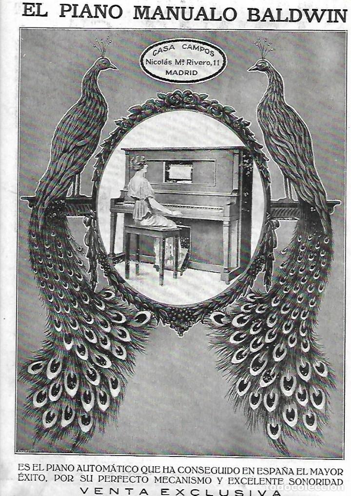 Sammelleidenschaft Papier: A&Ntilde;O 1919 RECORTE PRENSA PUBLICIDAD PIANO MANUALO BALDWIN CASA CAMPOS MADRID