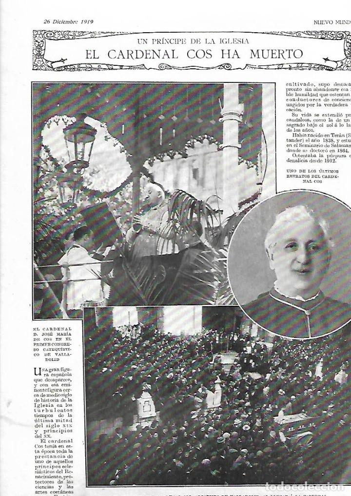 Sammelleidenschaft Papier: A&Ntilde;O 1919 RECORTE PRENSA MUERTE ENTIERRO DEL CARDENAL JOSE MARIA DE COS ARZOBISPO DE VALLADOLID