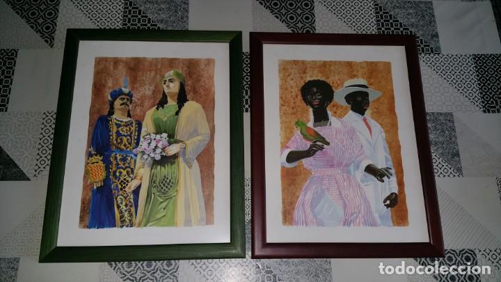 Coleccionismo: 2 cuadros GEGANTS I NEGRITOS SEGUICI POPULAR TARRAGONA a&ntilde;o 1994
