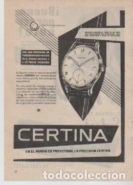 Coleccionismo: ANUNCIO PUBLICIDAD RELOJES CERTINA -CHOCOLATE SUCHARD