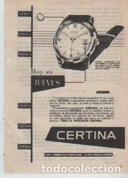 Coleccionismo: ANUNCIO PUBLICIDAD RELOJES CERTINA