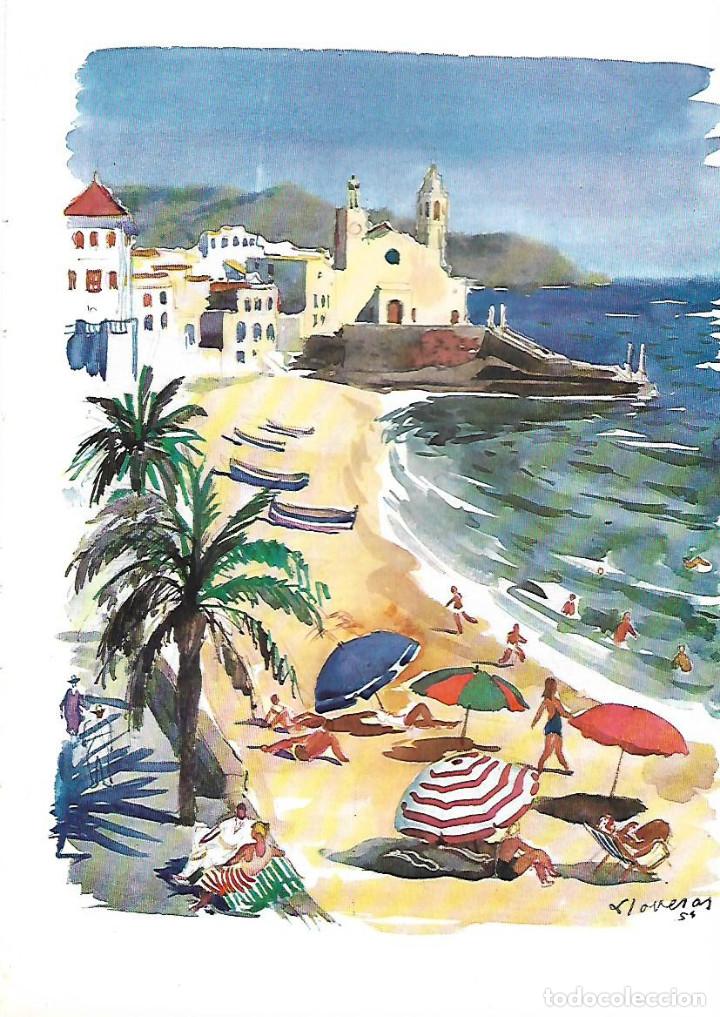 Colecionismo: A&Ntilde;O 1954 RECORTE PRENSA PINTURA LLOVERAS PASEO PLAYA IGLESIA SITGES LAMINA REPRODUCCION