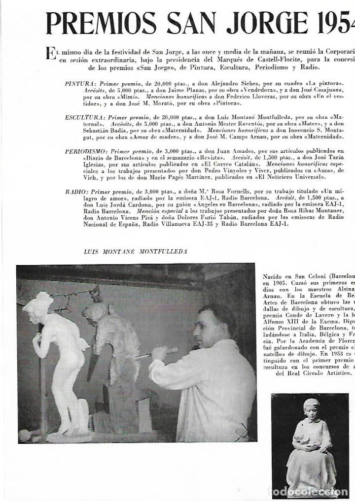 Sammelleidenschaft Papier: A&Ntilde;O 1954 PREMIOS SANT JORDI ESCULTURA PINTURA MONTANE MONTFULLEDA SICHES PIERA ROSA FORNELLS AMADES