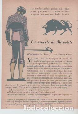 Coleccionismo: ANUNCIO PUBLICIDAD LA MUERTE DE MANOLETE