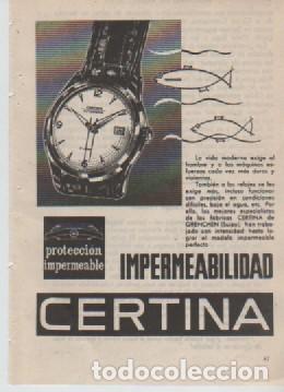 Coleccionismo: ANUNCIO PUBLICIDAD RELOJES CERTINA