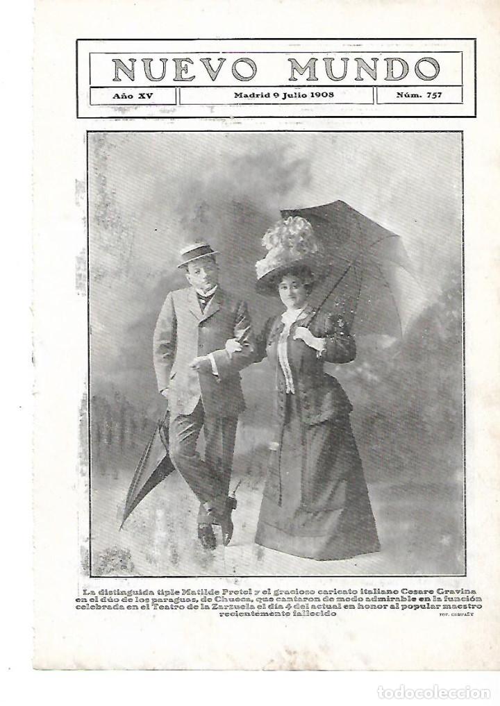 Sammelleidenschaft Papier: A&Ntilde;O 1908 FOTOGRAFIA TIPLE MATILDE PRETEL Y EL CARICATO CESARE GRAVINA DUO DEL PARAGUAS DE CHUECA