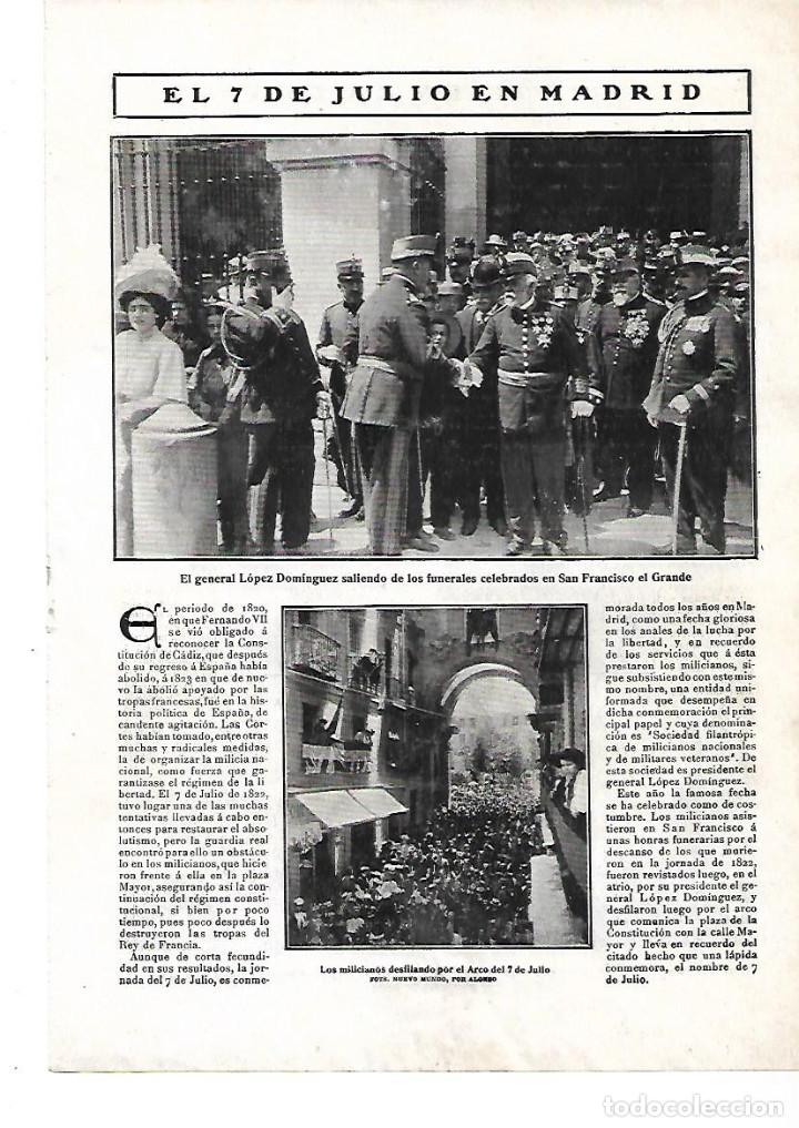 Sammelleidenschaft Papier: A&Ntilde;O 1908 RECORTE PRENSA FIESTA DEL 7 DE JULIO EN MADRID DESFILE DE LOS MILICIANOS