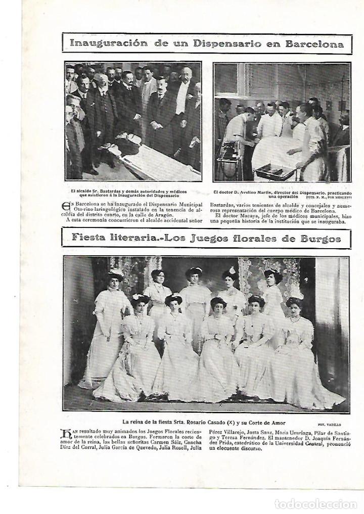 Collezionismo: A&Ntilde;O 1908 RECORTE PRENSA BARCELONA INAUGURACION DISPENSARIO MUNICIPAL OTORRINO DR AVELINO MARTIN