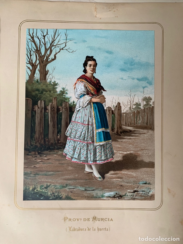Collezionismo: Murcia 1872 Cromolitograf&iacute;a . Las mujeres espa&ntilde;olas. Guijarro. Provincia de Murcia (labradora )